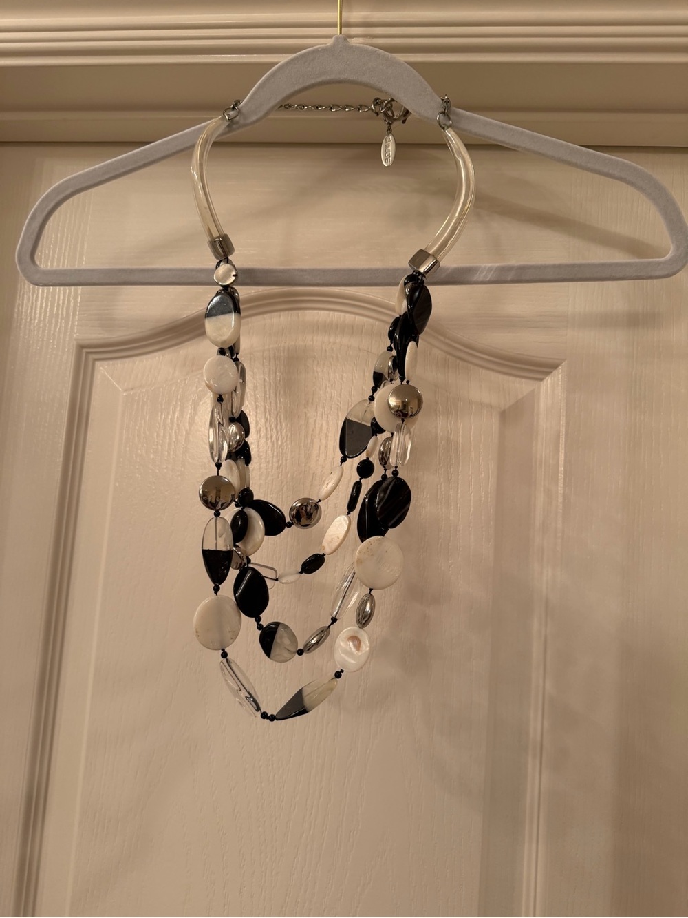 Chico's Black & White Multi-Strand Beaded Necklace